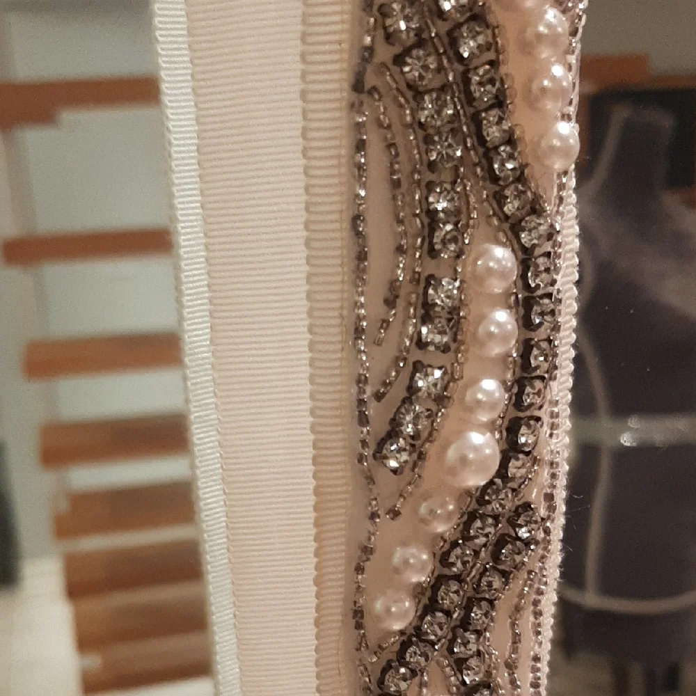 WHITE💎RHINESTONE Ribbon Belt🤍Silver Beaded FITS ALL 72" LONG - Picture 5 of 11